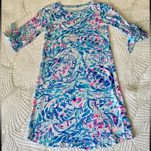NWOT Lilly Pulitzer Preston Dress With Tie Sleeves In Breakaway TWave Party - Picture 10 of 15